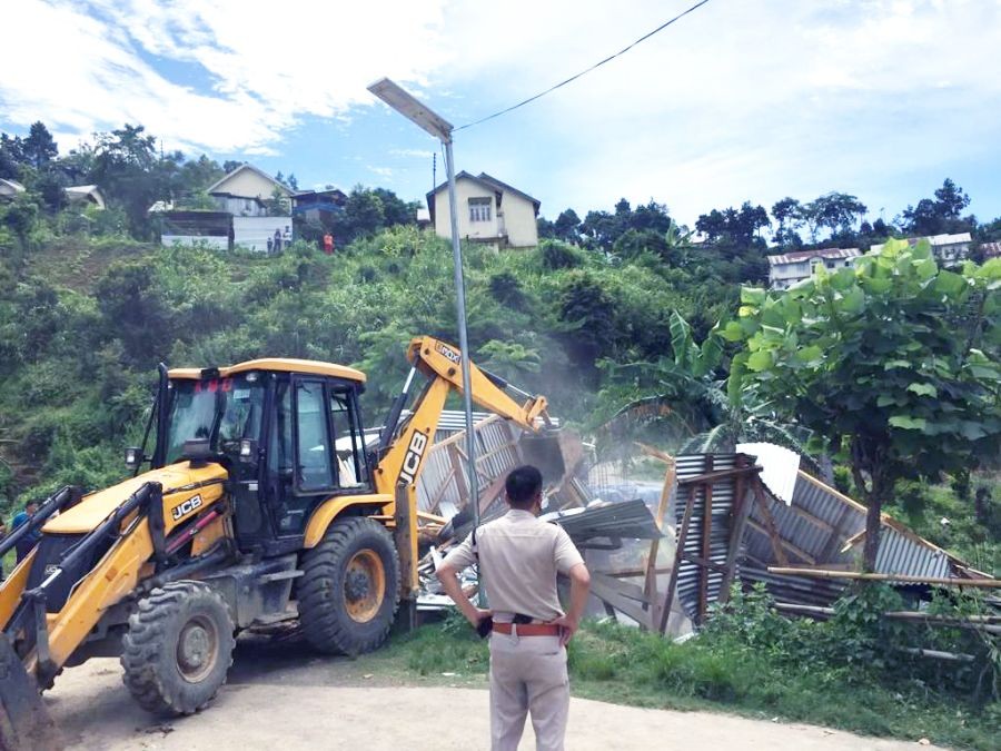 Two structures were demolished and two buildings were sealed during the eviction drive carried out by the Kohima district administration at the NLA complex on July 16.